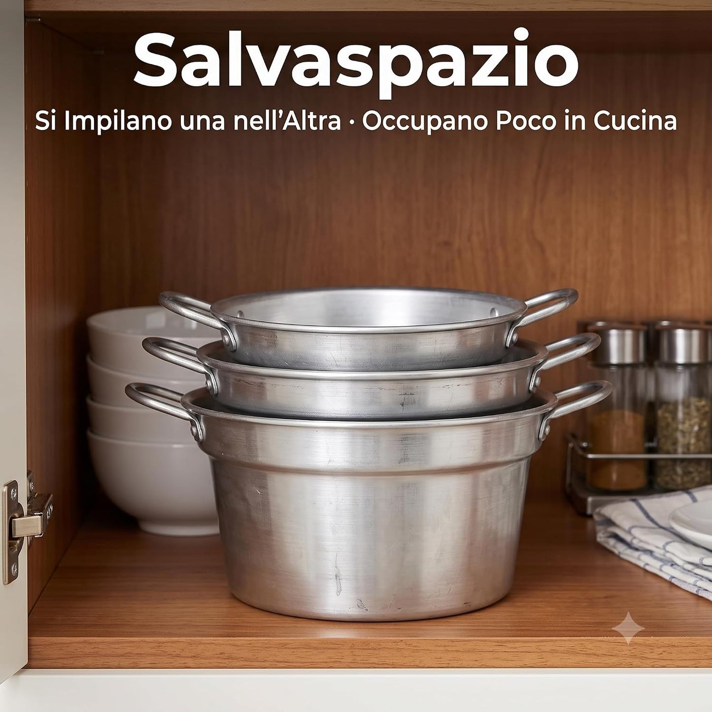 Tris Caldaie in Alluminio 20 24 28 cm – Set 3 Pentole Alte per Pasta Brodo e Minestre – Leggere e Distribuzione Uniforme del Calore – Diametri Diversi per Ogni Esigenza in Cucina