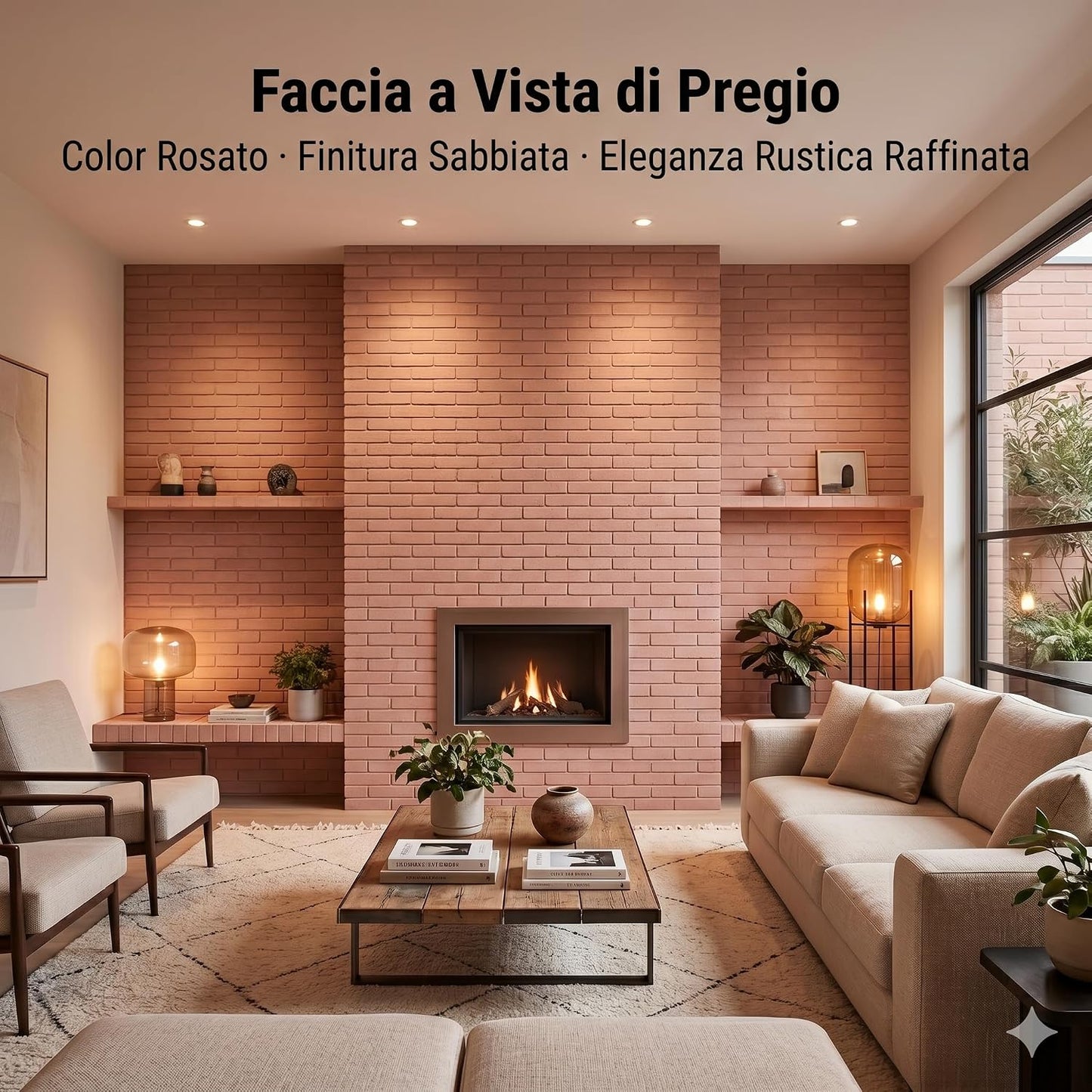 Mattone FBM Sabbiato Rosato 3,5x12x25 cm – Confezione Campione 2 Pezzi | Mattone Faccia a Vista Decorativo | Rivestimento Murale | Finitura Sabbiata | Made in Italy