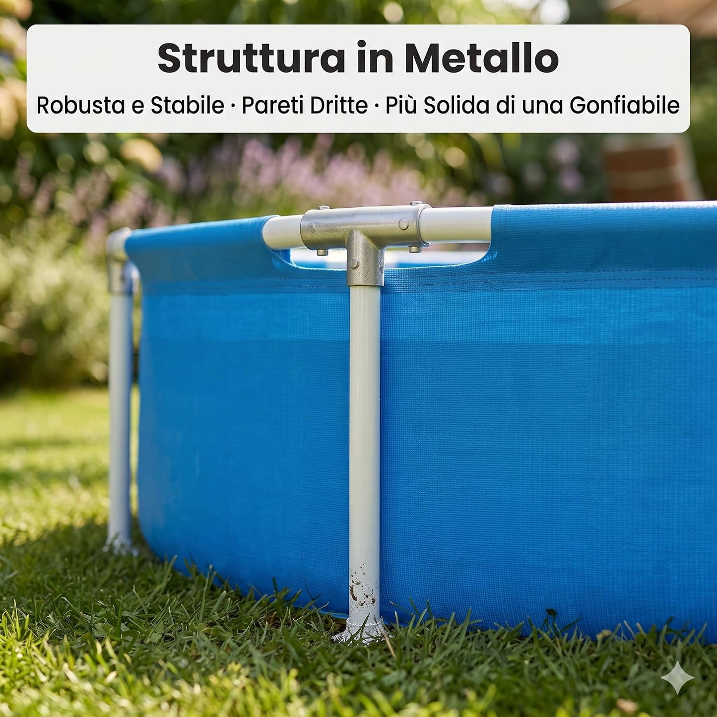 Piscina Frame Tonda per Bambini Ø 152x38h cm – Piscina Fuori Terra con Struttura in Metallo Robusta 580 L – Facile da Montare per Giardino e Terrazzo, da 2 Anni | Made in Italy