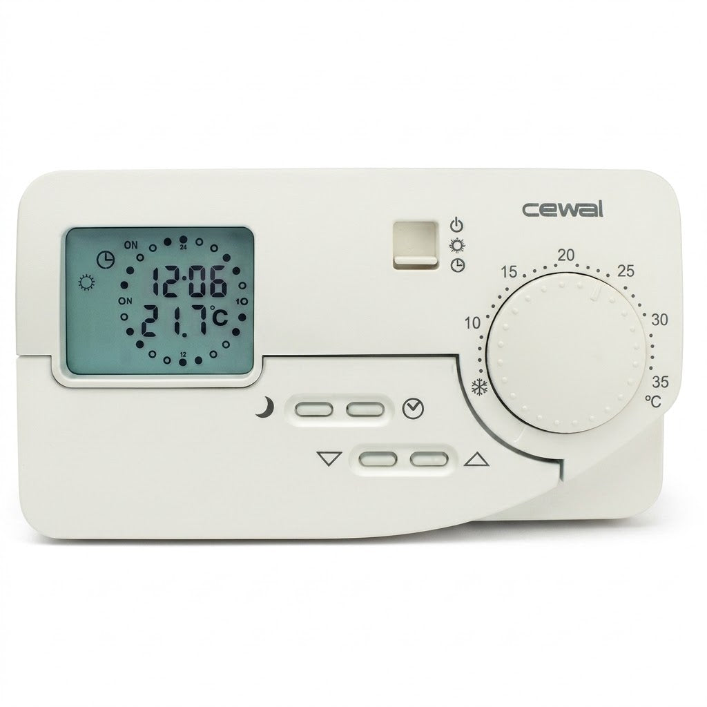 Cronotermostato Digitale a Parete con display retroilluminato, controllo temperatura per riscaldamento e condizionamento.