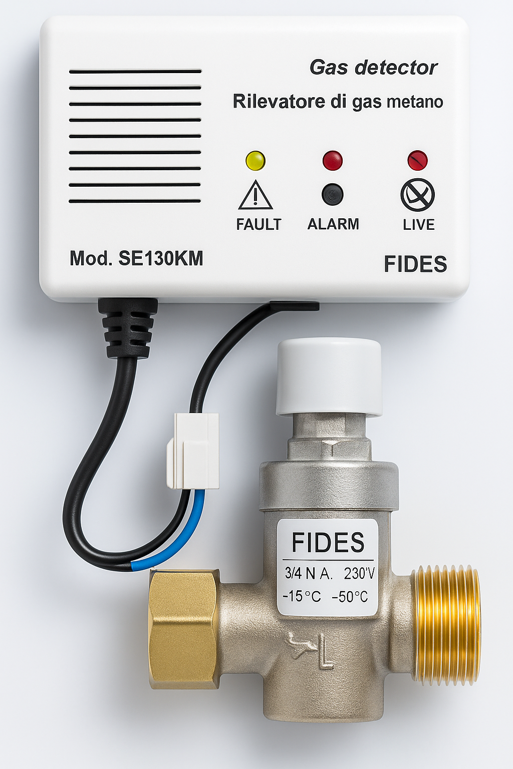 Rilevatore Gas Metano SE130KM + Elettrovalvola 3/4” 230V – Allarme Sicurezza – Lemag SRL