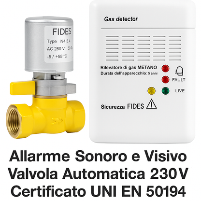 Rilevatore Gas Metano SE130KM + Elettrovalvola 3/4” 230V – Allarme Sicurezza – Lemag SRL