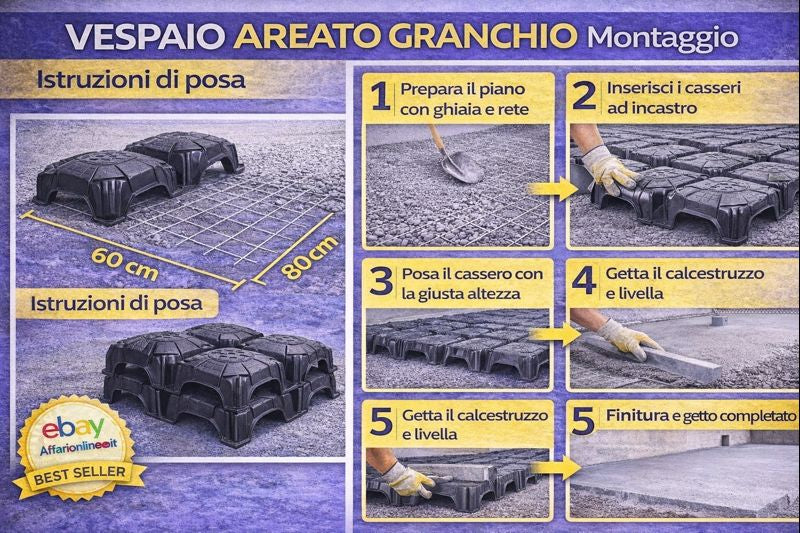 Vespaio Areato Granchio 60x80 cm Cassero Plastico Altezza 5 10 15 cm