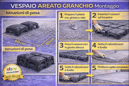 Vespaio Areato Granchio 60x80 cm Cassero Plastico Altezza 5 10 15 cm