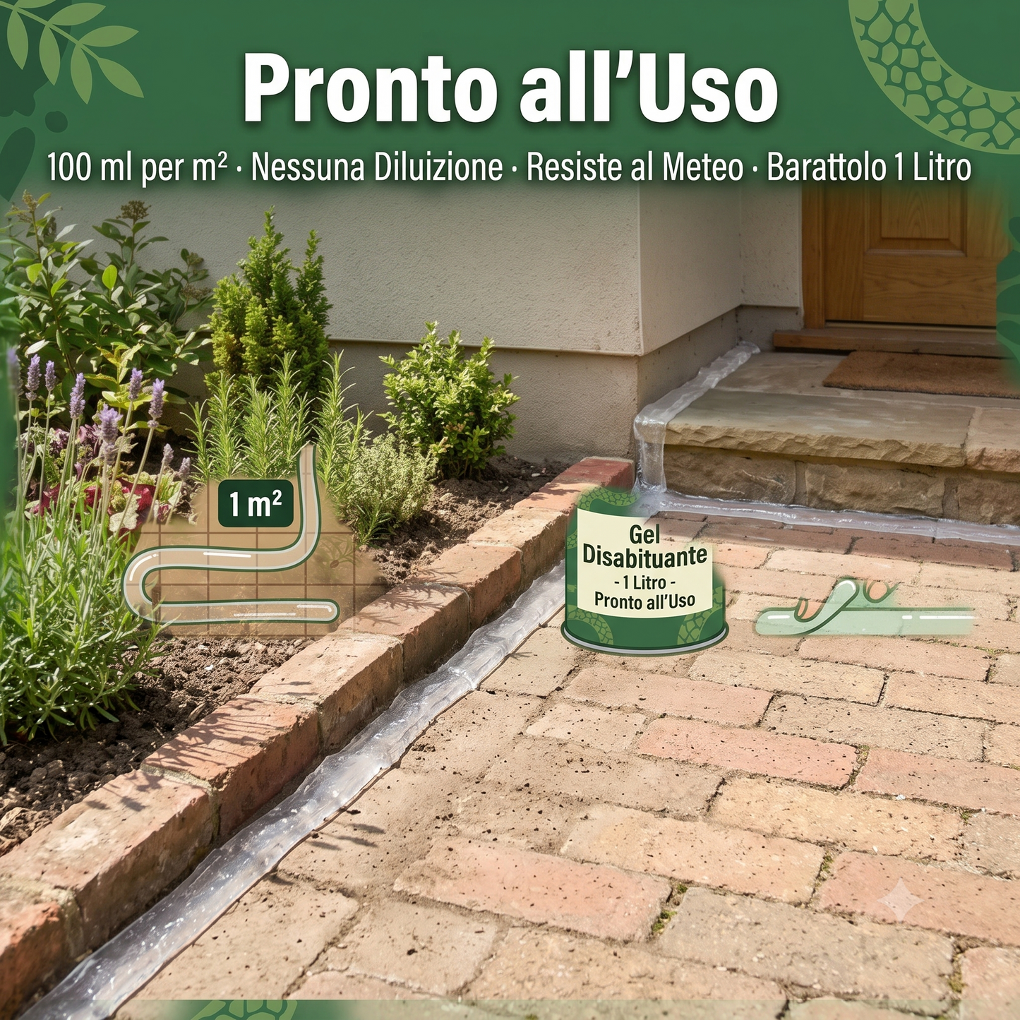 Disabituante Rettili Gel 1 L Energica – Repellente in Gel Pronto all'Uso per Allontanare Serpenti e Rettili da Giardino e Aree Esterne – Resistente agli Agenti Atmosferici