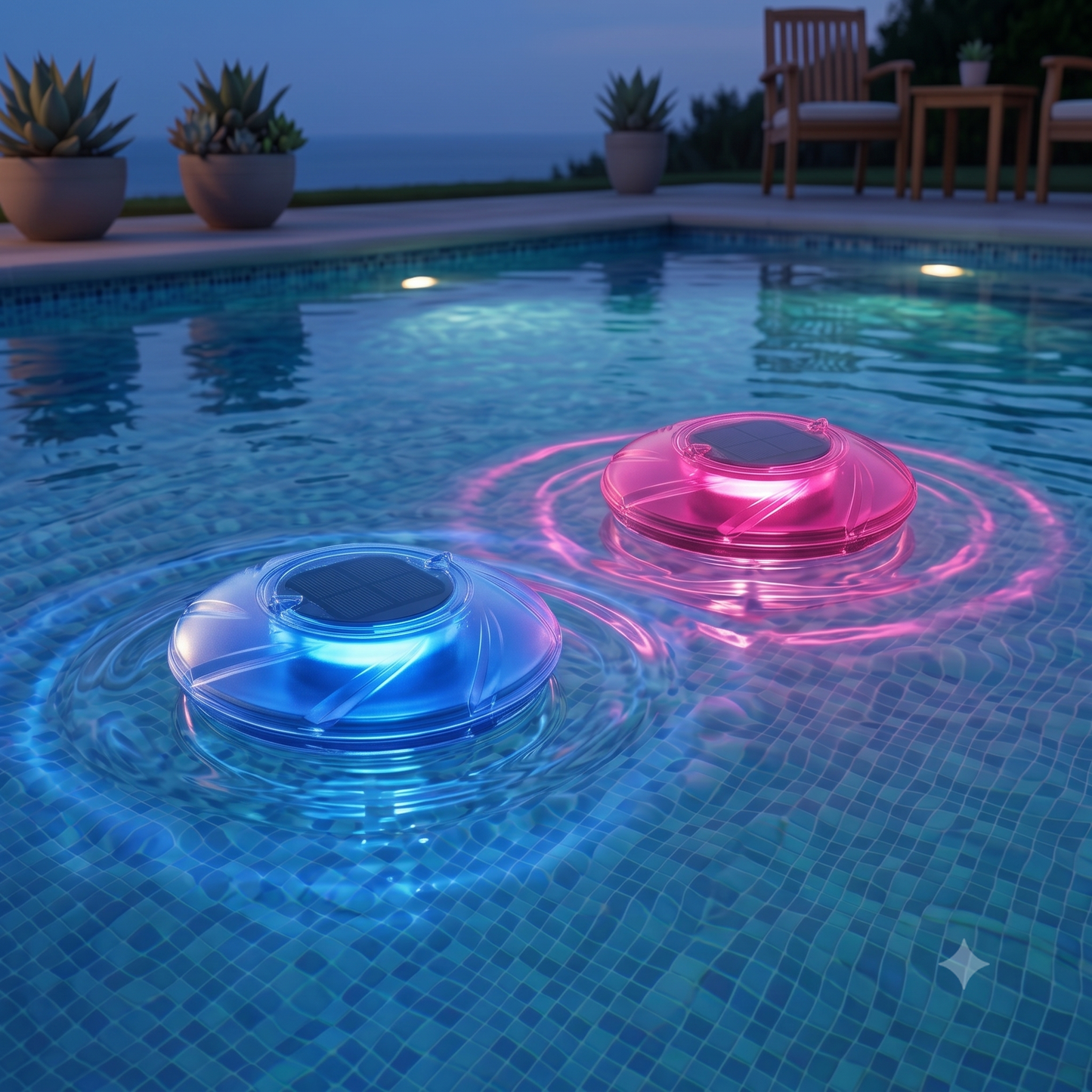 Set 2 Lampade Galleggianti Solari LED per Piscina Ø18 cm – Sfere Luminose a 7 Colori a Energia Solare Impermeabili IP67 – Si Accendono da Sole di Notte – per Piscina Giardino e Porticato
