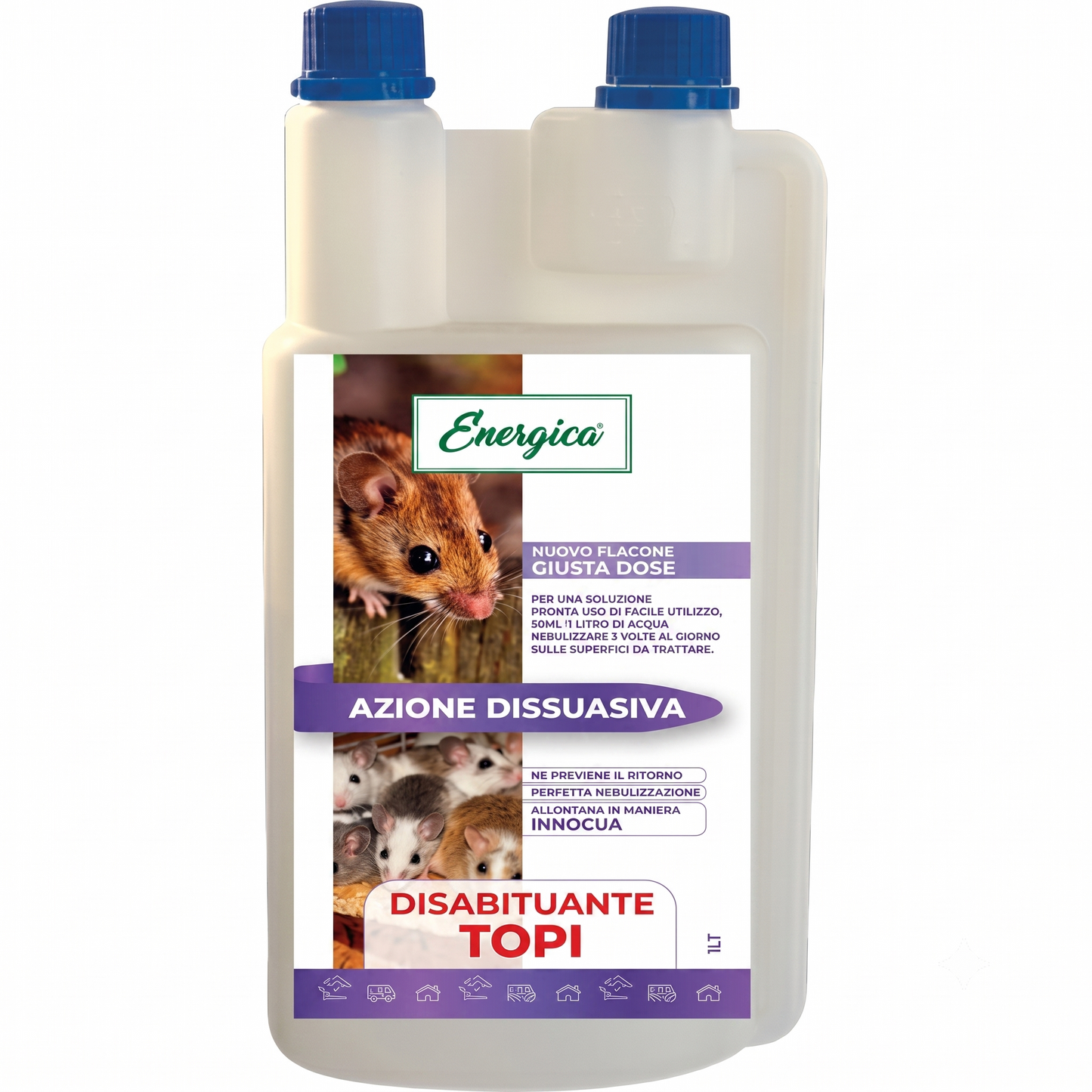 Disabituante Topi Concentrato 1 L ad Alta Efficacia – Repellente Liquido da Diluire per Allontanare i Topi da Garage Cantine Magazzini e Veicoli – Barriera Persistente – Previene Il Ritorno