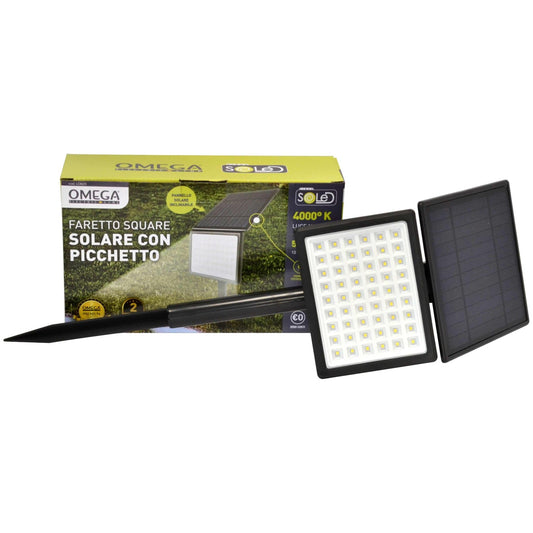 FARETTO LED SOLARE SQUARE CON PICCHETTO 10W 580LM - Lemag srl