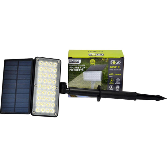 FARETTO LED SOLARE SQUARE CON PICCHETTO 5W 400LM - Lemag srl