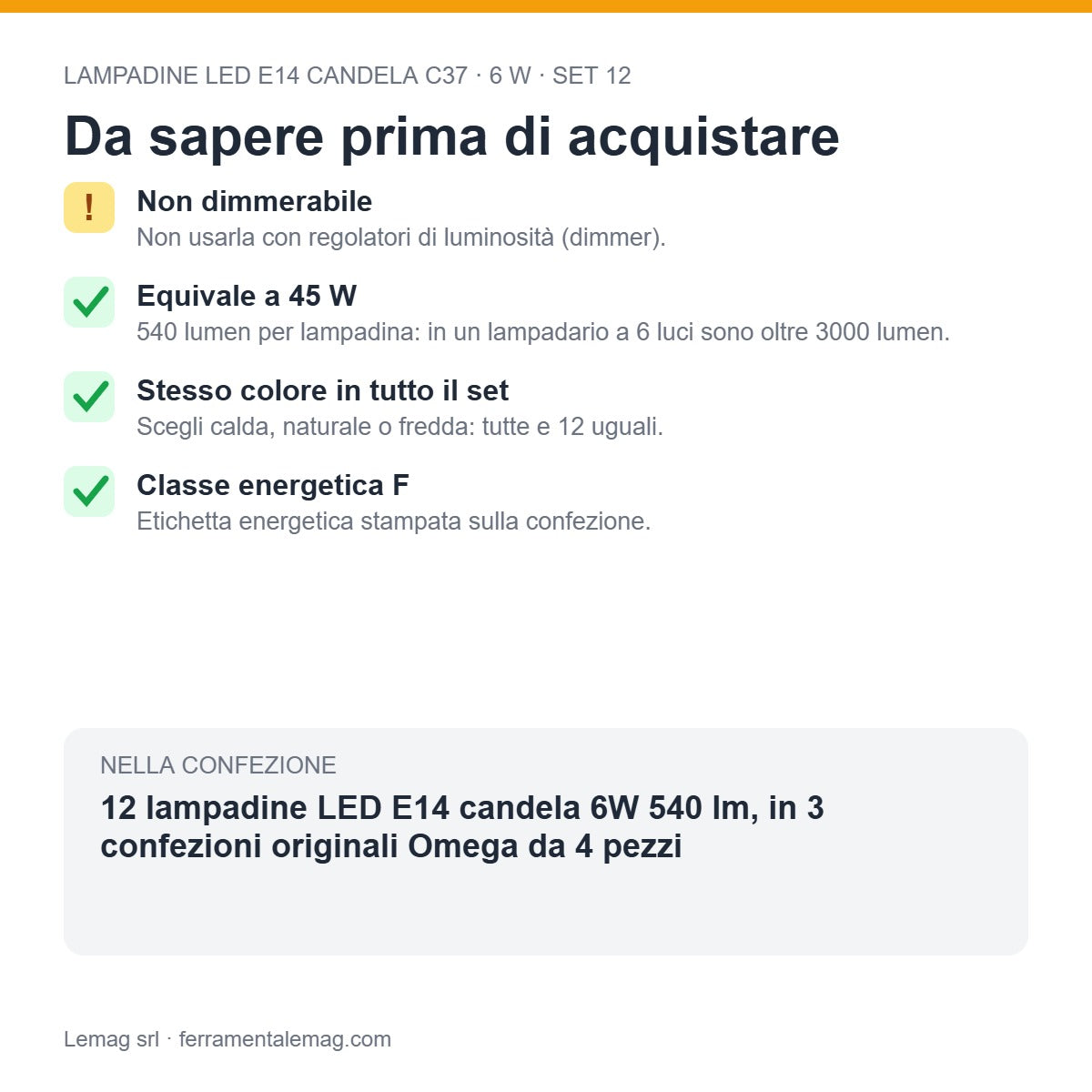 Da sapere prima di acquistare – lampadine LED E14 candela 6W
