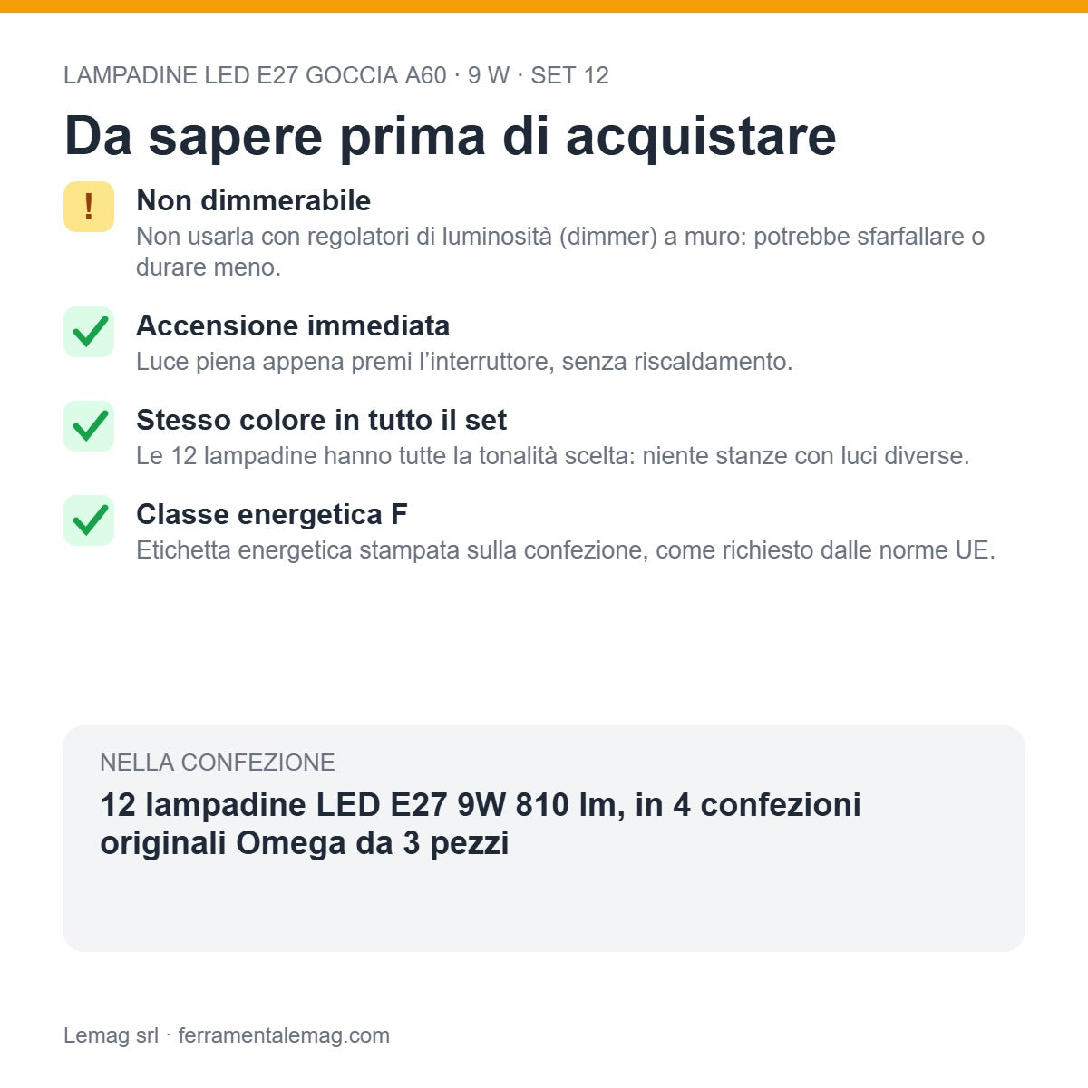 Da sapere prima di acquistare – lampadine LED E27 A60 9W