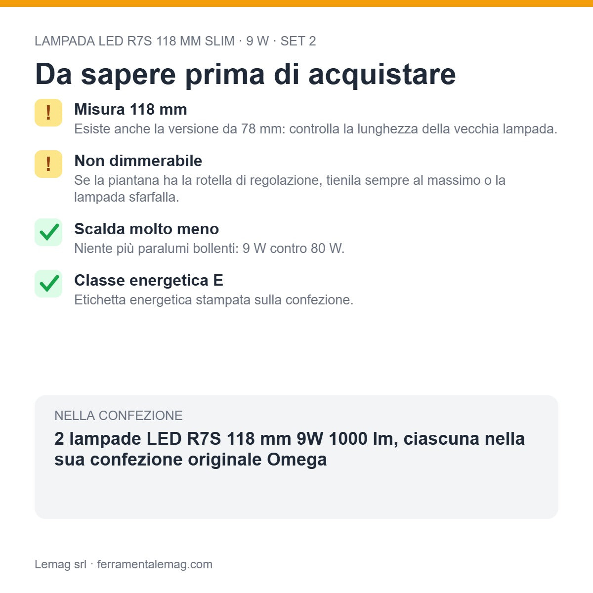 Da sapere prima di acquistare – lampada LED R7S 118 mm 9W
