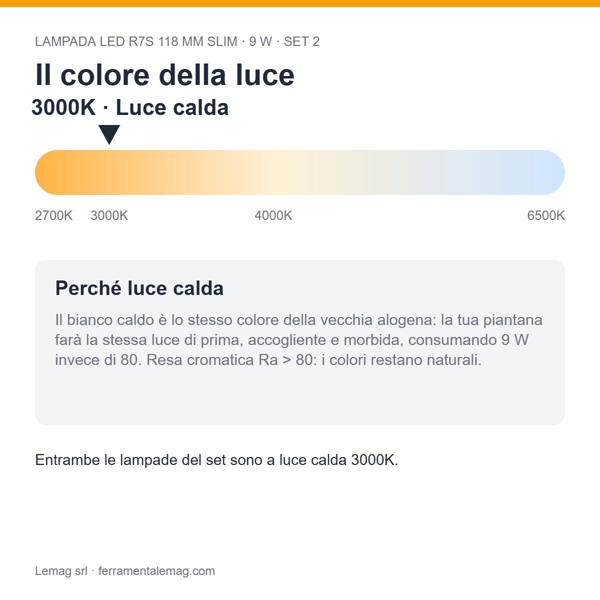Colore della luce – lampada LED R7S 118 mm 9W