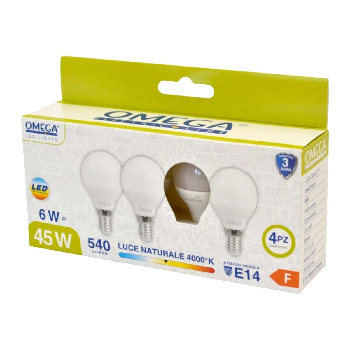 Lampadine LED E14 sferetta P45 6W luce naturale 4000K – confezione da 4