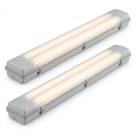 Plafoniera Stagna LED IP6 T8 4000K Inclusi — Lampada Soffitto Impermeabile per Box, Cantina, Ripostiglio — Monti e Accendi - Lemag srl