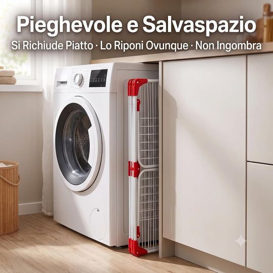 Stendibiancheria Pieghevole con Ali 18 Metri – Stendino Stendipanni Salvaspazio da Interno ed Esterno – Ali Richiudibili per Capi Lunghi – 155x61 cm Altezza 99 cm – - Lemag srl