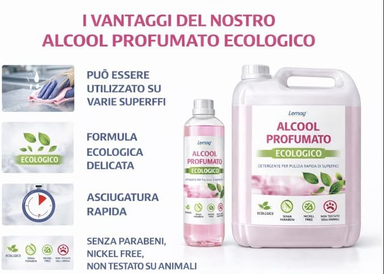 Alcool Profumato 1 - 5L Detergente Superfici Asciuga Subito - Lemag srl