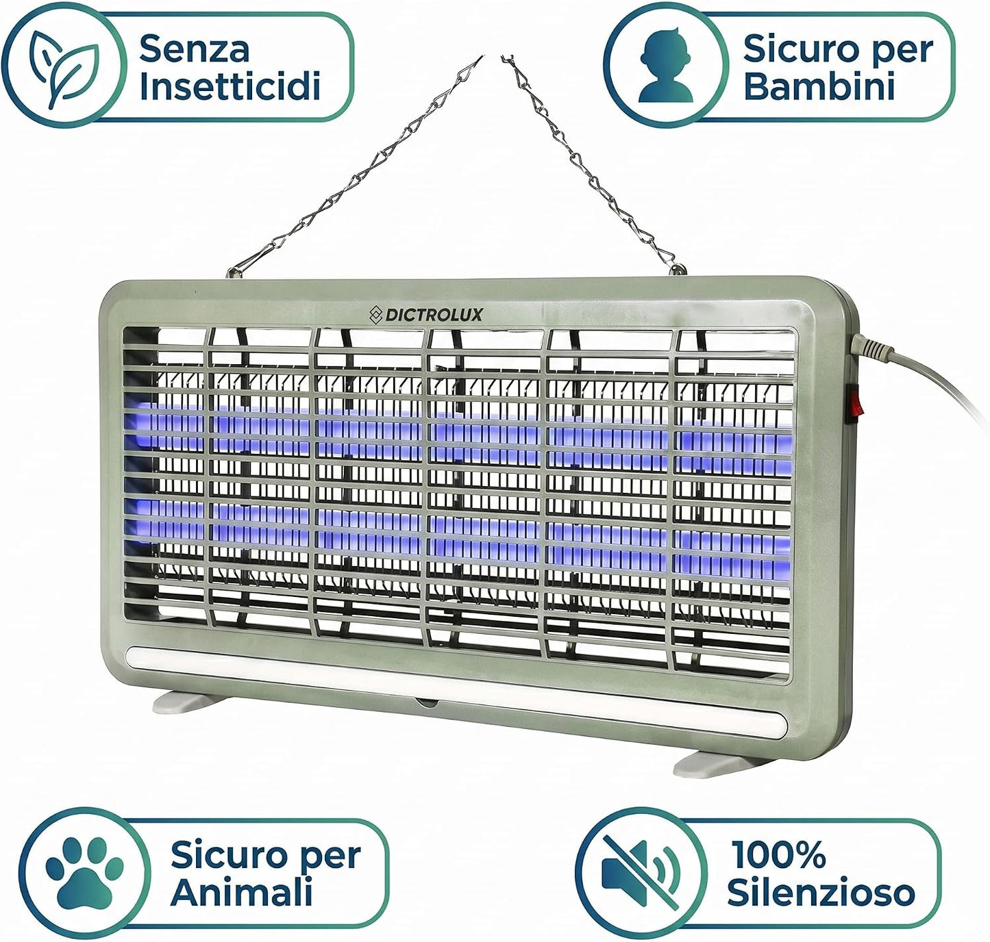 Zanzariera Elettrica Mosquito Killer 6W – Ø50,5cm H27cm | Lampada UV Anti Zanzare Mosche Insetti | Senza Insetticidi | Silenzioso | Uso Interno Casa Ufficio | Made in Italy - Lemag srl