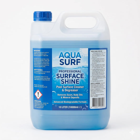 Detergente sgrassante piscina professionale in tanica da 10 litri, ideale per pulire la linea di galleggiamento.