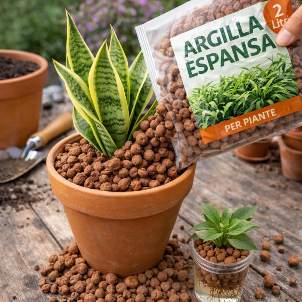 Argilla Espansa per Piante 2 Litri – Drenaggio per Vasi e Fioriere – Substrato Naturale per Giardinaggio, Idroponica e Decorazione - Lemag srl