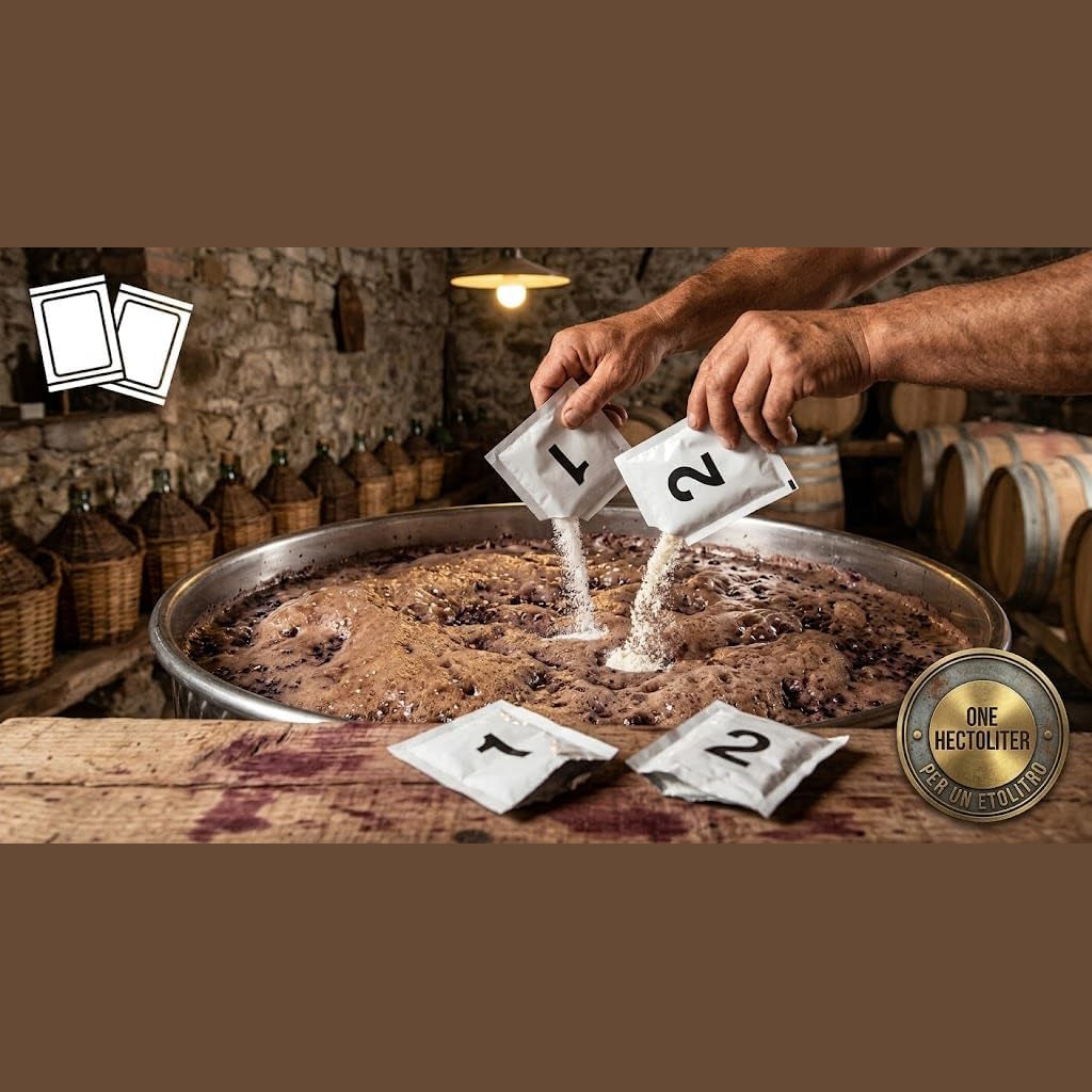 Preparazione del mosto in cantina con il kit vinificazione completo durante la fermentazione del vino.