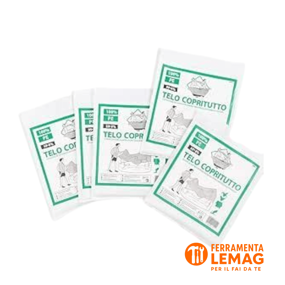 Set 5 Teli Protezione 4x4m Polietilene Impermeabile per Verniciatura e Giardino - Lemag srl