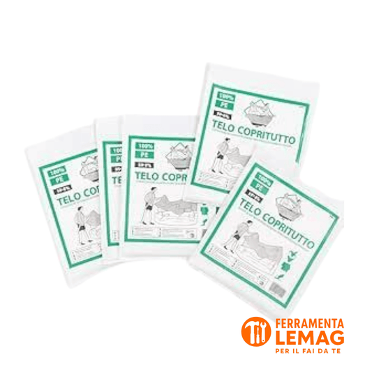 Set 5 Teli Protezione 4x4m Polietilene Impermeabile per Verniciatura e Giardino - Lemag srl