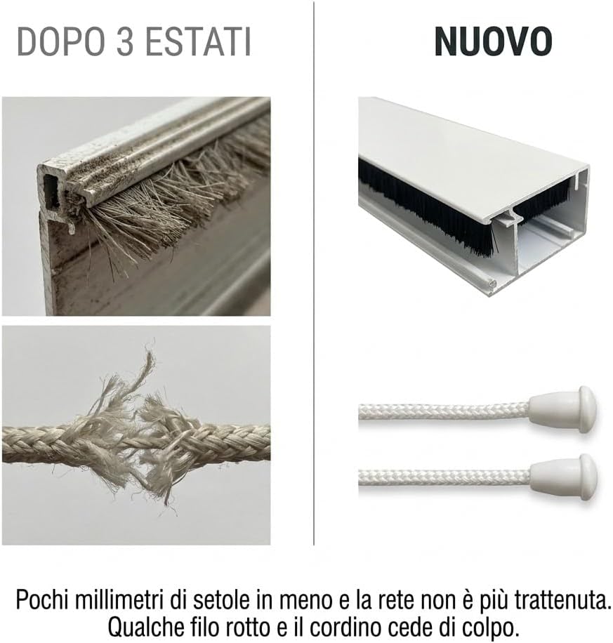 Kit Ricambi Zanzariera a Rullo 7 Pezzi Spazzolino Cordino Maniglie - Lemag srl