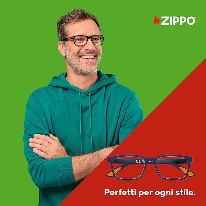ZIPPO Occhiali da Lettura Soft Touch +1.00/+2.50 - Flessibili & Comodi - Lemag srl - Lemag srl