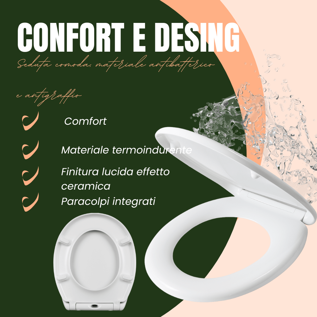 Sedile WC Universale Termoindurente Sgancio Rapido Bianco - Lemag srl