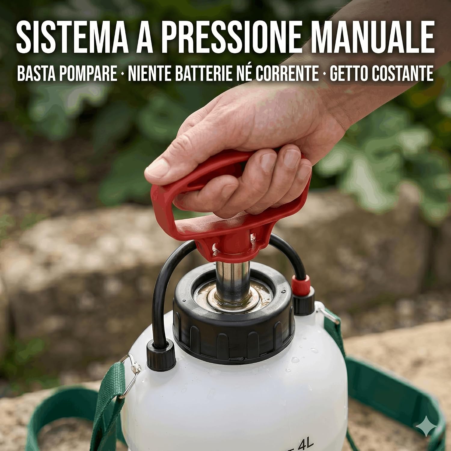 Pompa a Pressione 4 Litri – Vaporizzatore Irroratore Manuale per Giardino con Lancia 44 cm e Tubo 130 cm – Nebulizzatore a Pressione per Trattamenti Piante e Orto - Lemag srl
