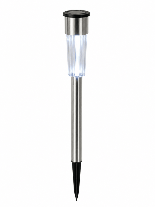 Solare da Giardino con Picchetto LED Slim in Acciaio 70 cm IP44 Luce Fredda 6500K per Esterno Display Box - Lemag srl