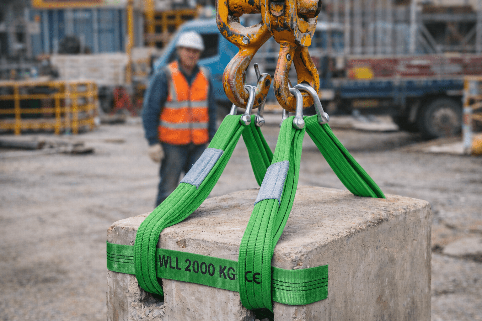 Fascia di Sollevamento Verde 2T (2000 kg) – Asole 70 mm – CE – Coeff. Sicurezza 7:1 – 2/3/4/5 m - Lemag srl