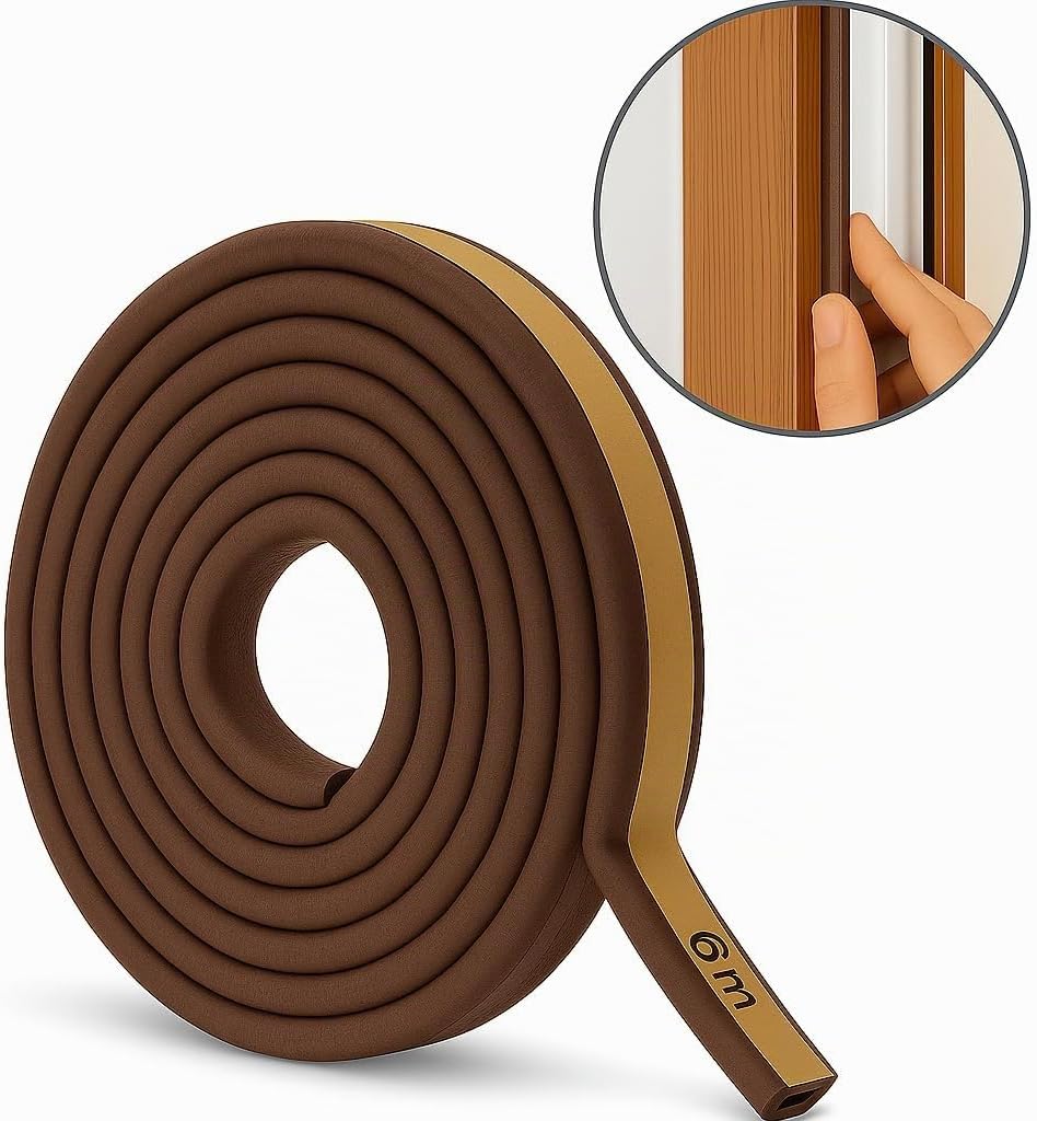 Parafreddo adesivo marrone 5 mm x 6 m guarnizione isolante per porte e finestre – dettaglio