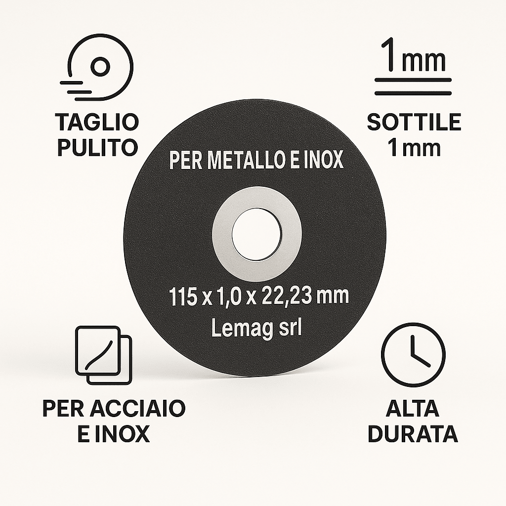Dischi da Taglio 115 x 1,0 x 22,23 mm – Confezione da 25 – Lemag SRL - Lemag srl