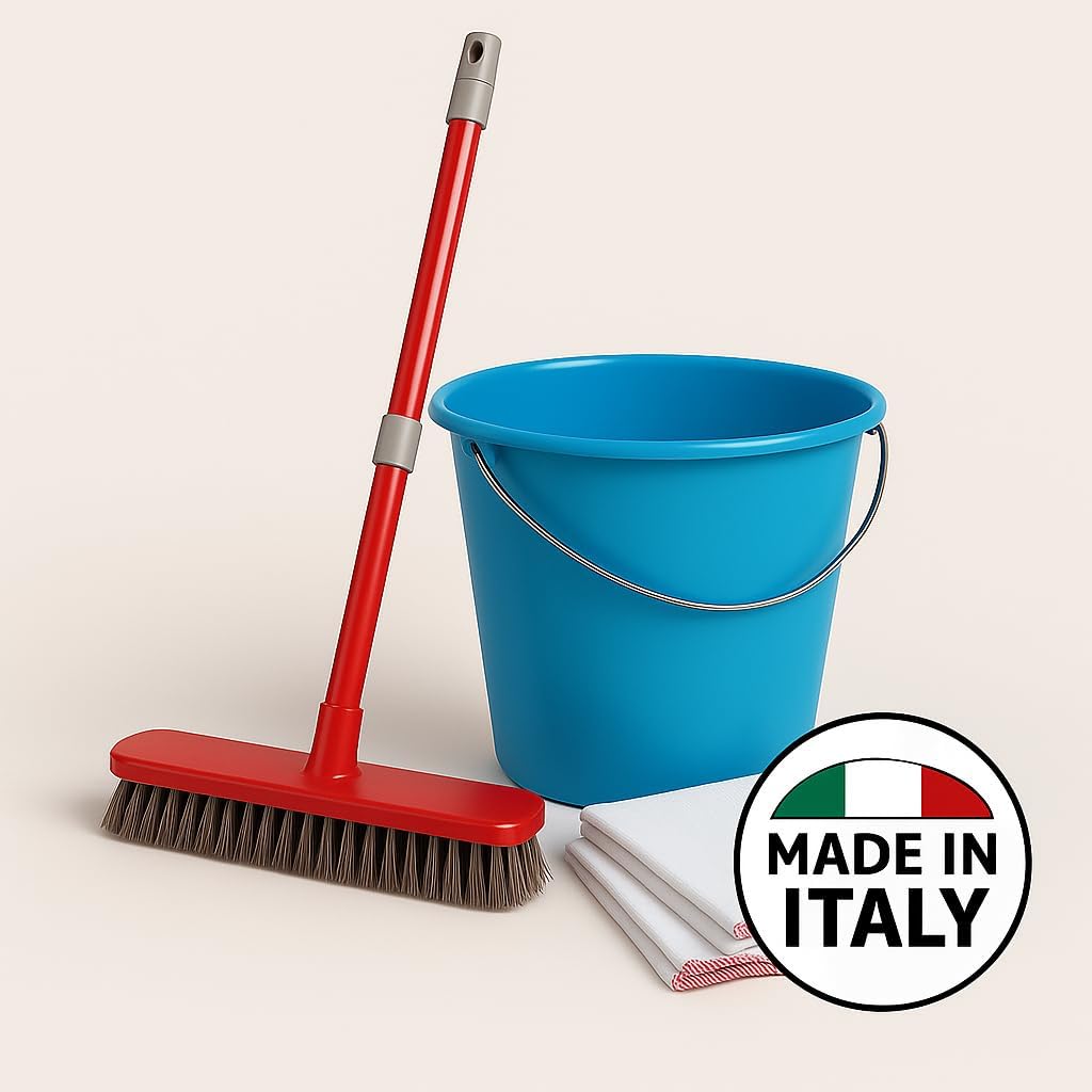 Kit Pulizia Secchio 7 L con Manico Telescopico e Scopettone – Italia - Lemag srl