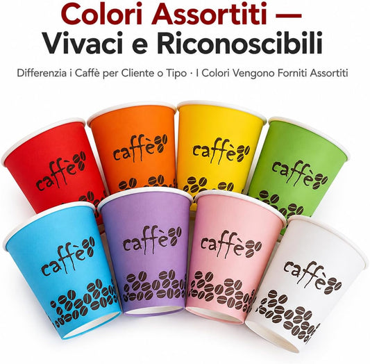 2000 Bicchieri Caffè Bio Biodegradabili – 40 Conf. × 50 pz | Formato Espresso Chicco | Colori Assortiti | Compostabili | Bar Ufficio Eventi | Made in Italy - Lemag srl