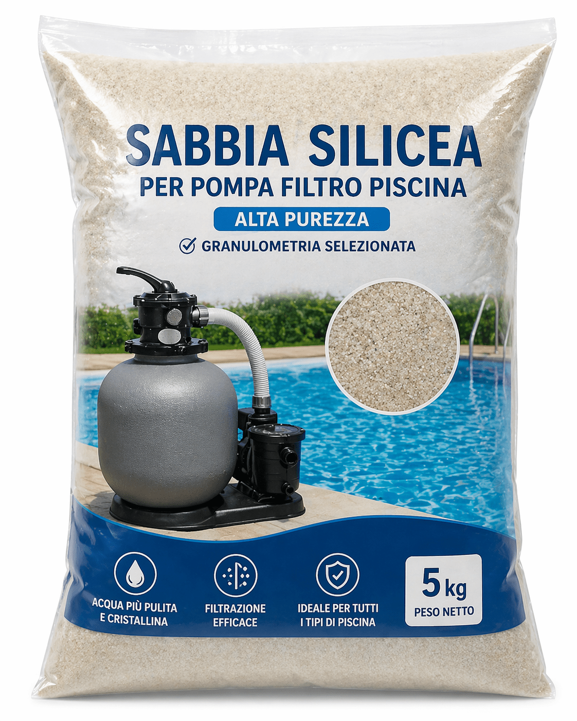 Sabbia Silicea Filtro Piscina 5 Kg - Lemag srl