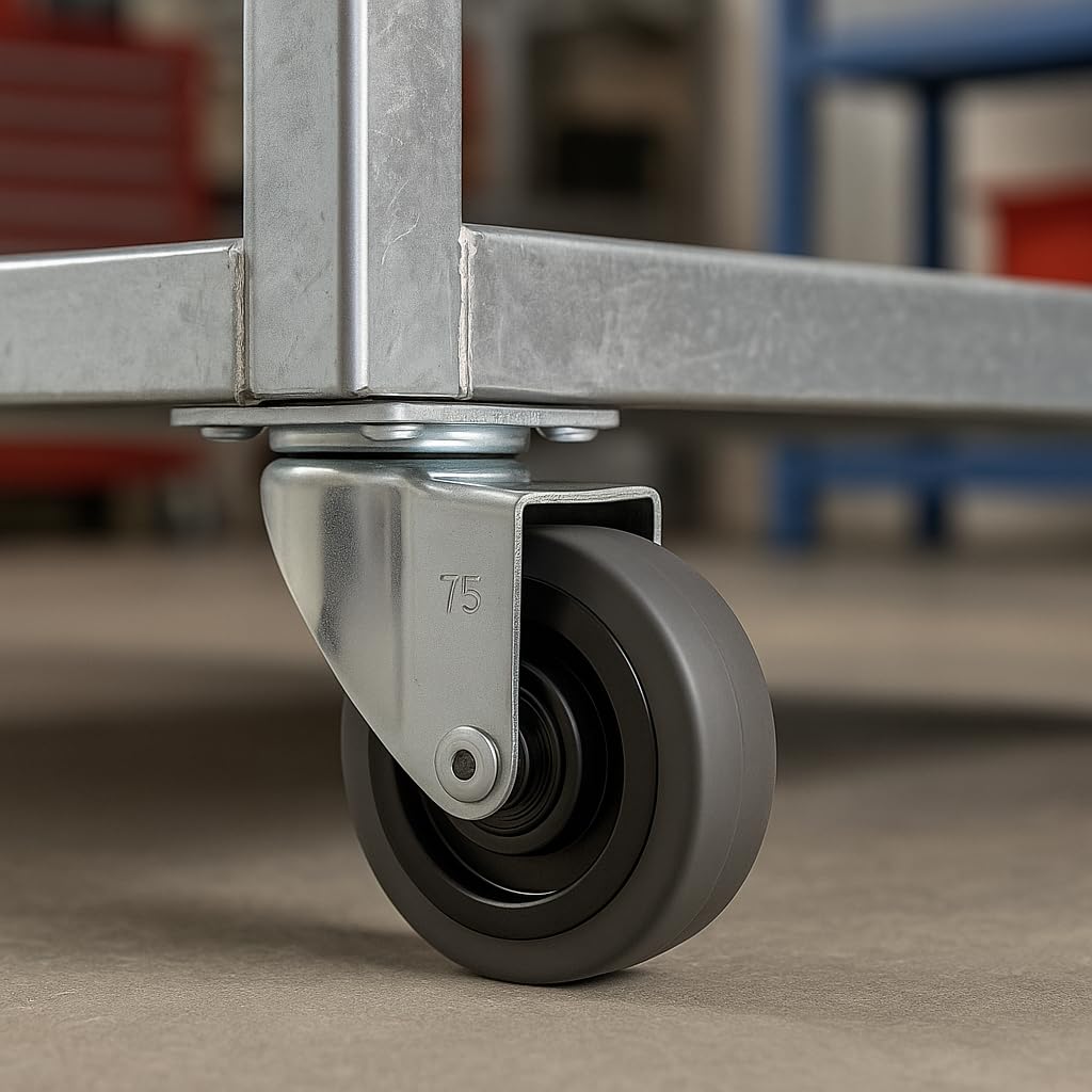 Ruota Industriale con Piastra Girevole – Diametro 75 mm – Ruota Robusta per Carrelli, Mobili e Attrezzature – Scorrimento Silenzioso - Lemag srl