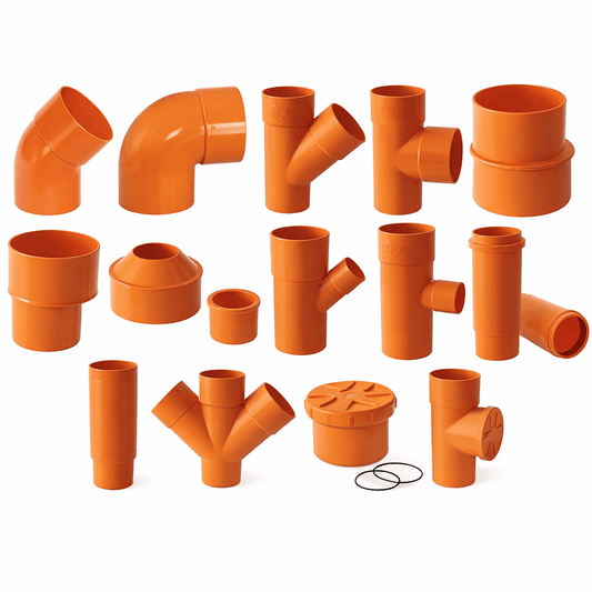 Raccordi PVC Arancioni ad Incollaggio per Scarico Fognario e Pluviale – Curve, T, Riduzioni – Lemag SRL - Lemag srl