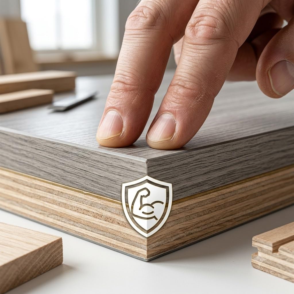 Applicazione e test di resistenza su legno con colla a contatto per laminato ELSTIK 99 NEW, per un incollaggio forte e duraturo.