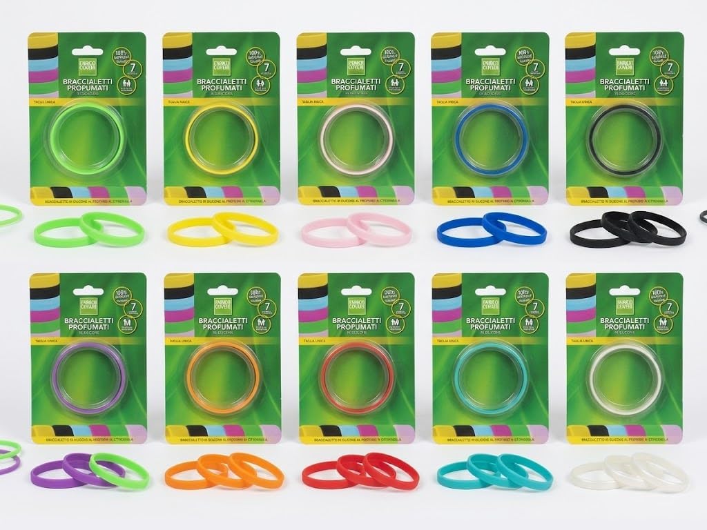 Braccialetti profumati in silicone alla citronella e lavanda, confezione da 10 pezzi