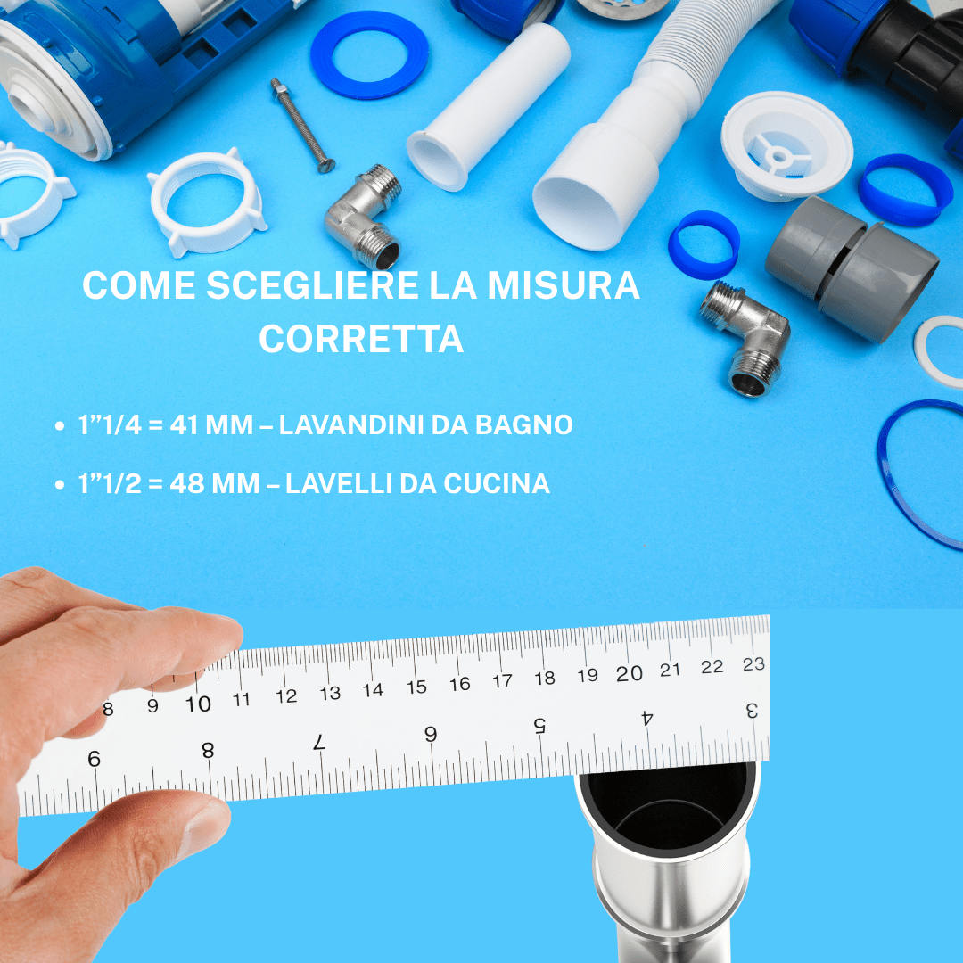 Sifone Flessibile Estensibile per Lavandino con Ghiera 1"1/2 - 1"1/4 - Lemag srl - Lemag srl