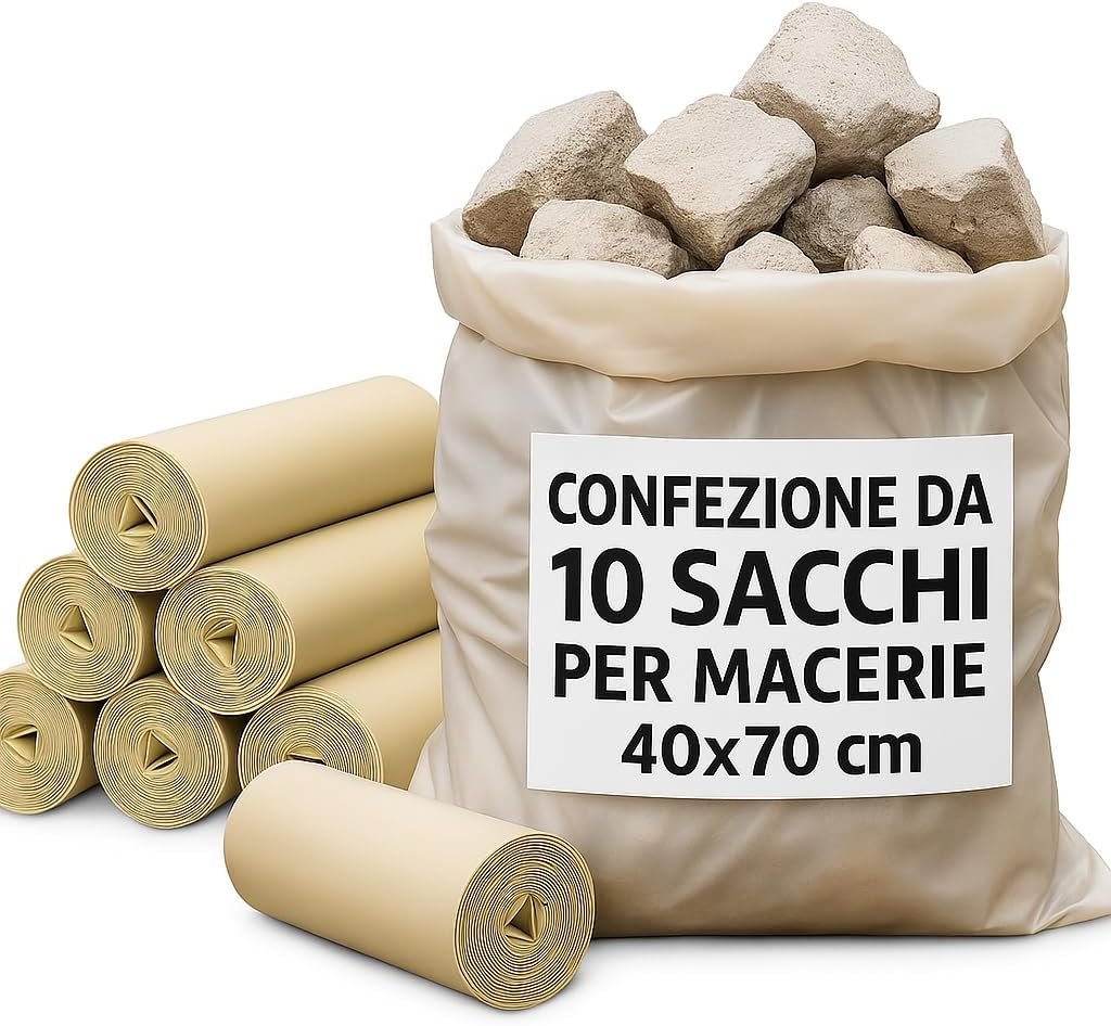 10 Sacchi per Macerie 40x70 cm Resistenti per Edilizia Calcinacci - Lemag srl