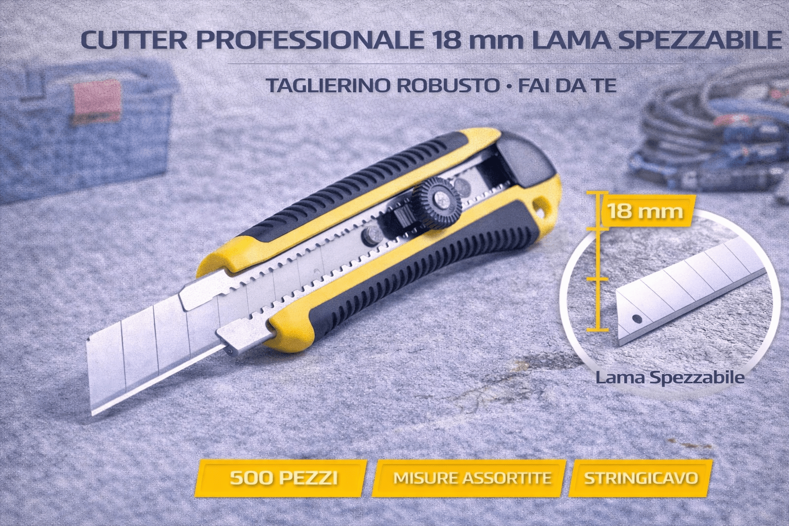 Cutter Professionale 18mm Lama Spezzabile Taglierino Robusto Fai da Te - Lemag srl