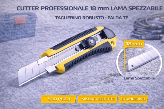Cutter Professionale 18mm Lama Spezzabile Taglierino Robusto Fai da Te - Lemag srl