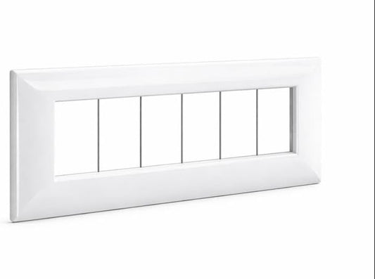 Placca EASY 6 Moduli Bianca – Coprifrutto per Impianti Elettrici - Lemag srl