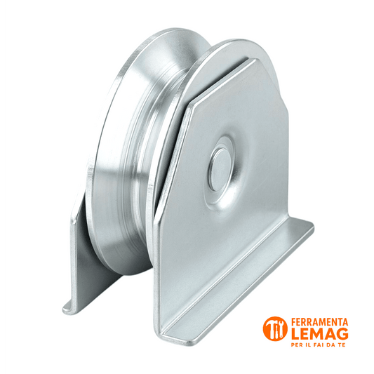 Ruota con Supporto Laterale per Cancelli Gola V 80 mm - Lemag srl - Lemag srl