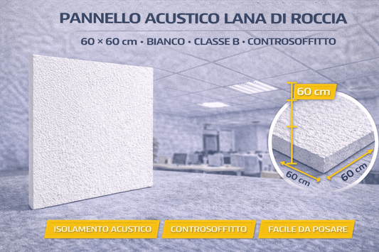 Pannello Acustico Lana di Roccia 60x60 Bianco Classe B Controsoffitto - Lemag srl