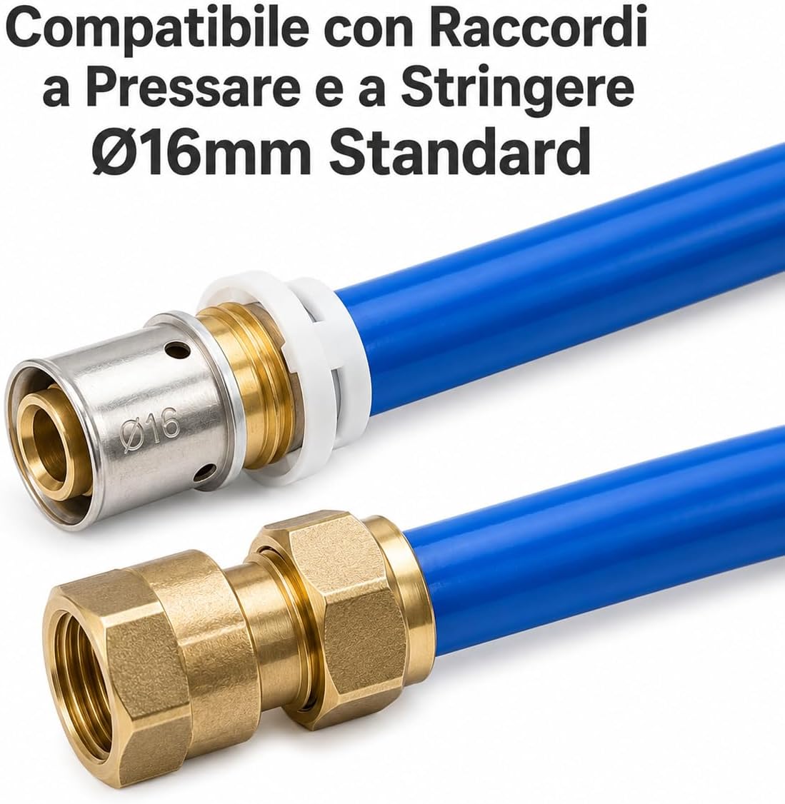 Tubo Multistrato PE-RT/AL/PE-RT Ø16x2mm Rotolo – Rivestimento Blu Acqua Fredda | Impianti Idraulici Riscaldamento Sanitari | Alta Pressione e Temperatura | Made in Italy - Lemag srl